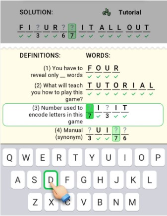 Figgerits-Word Puzzle Gamee provides puzzle clues that encode their solutions as underscores. Unlock each letter and discover the answer to each puzzle clue. 