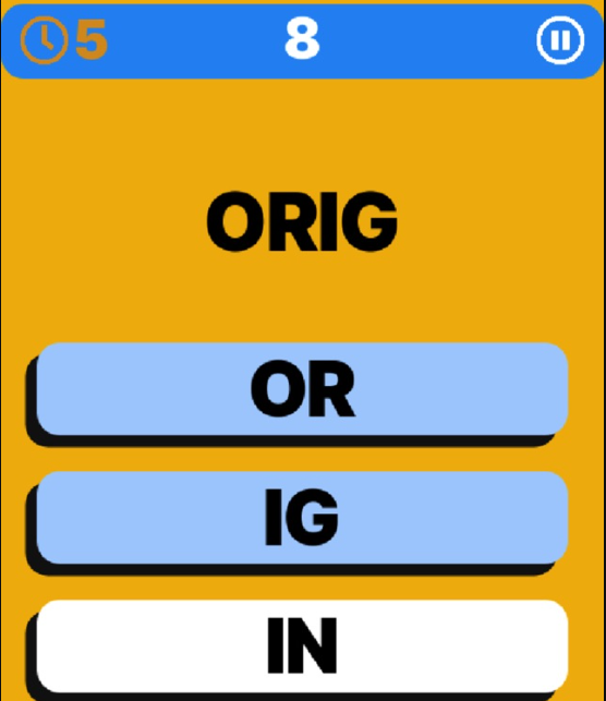 Players of the fast-paced and addictive Word Thirds word puzzle game must create as many six-letter words from a set of letter tiles within sixty seconds.